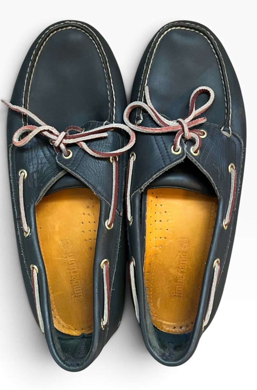 Timberland Shoes Classic Boat Men's 12 Handsewn Leather Navy Blue Preppy 74036